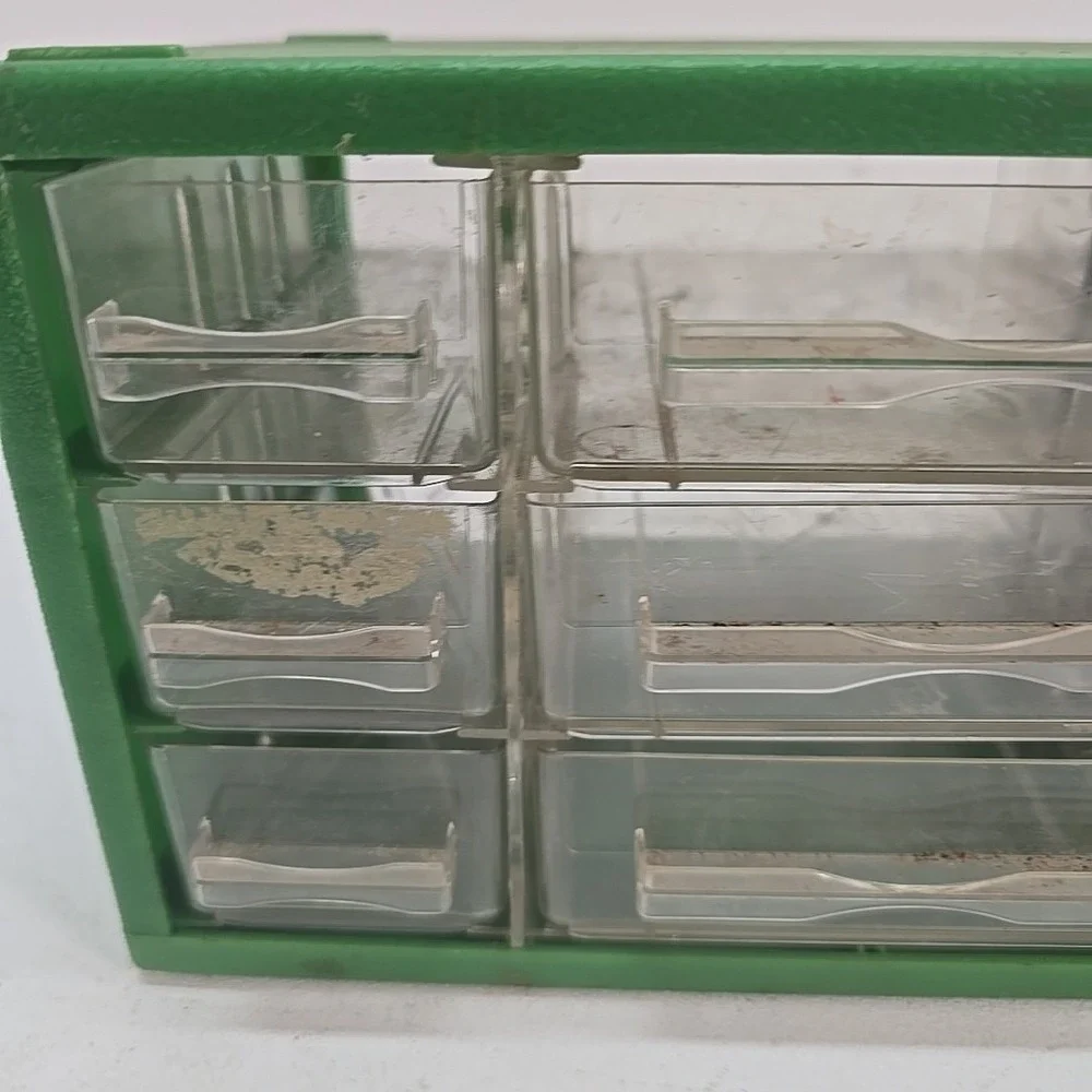 Vintage 9 Drawer Green Storage Parts‎ Bin Organizer